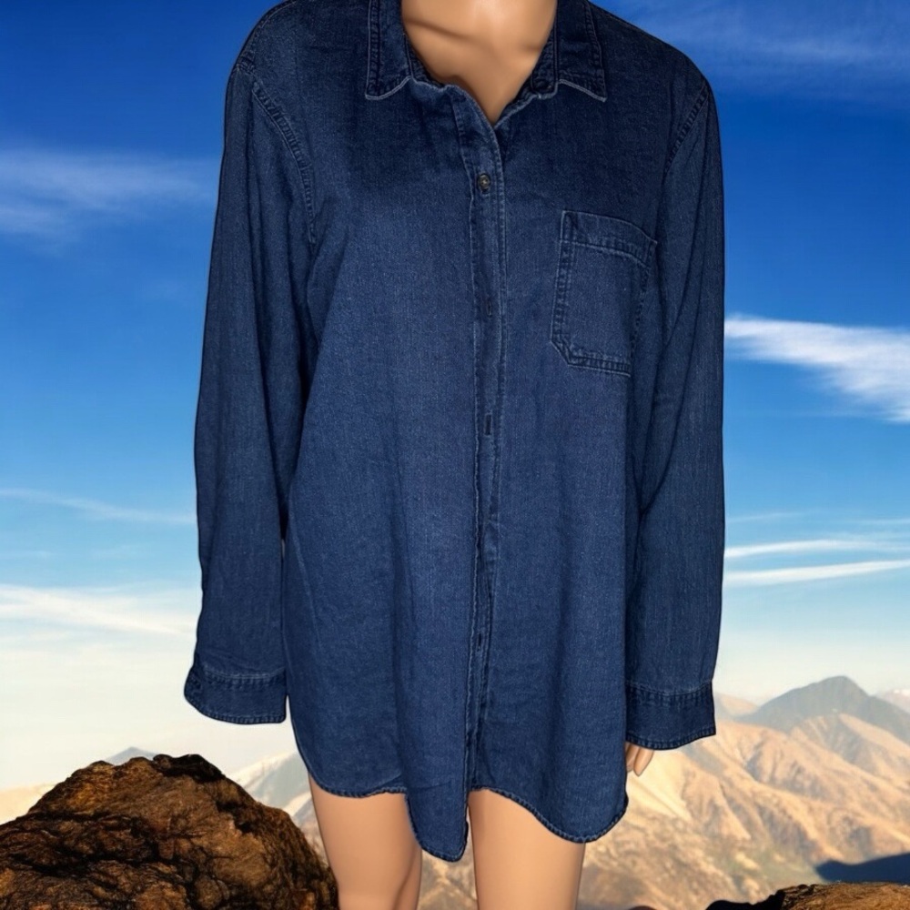 Old Navy Dark Blue Denim Shirt-Skirt
